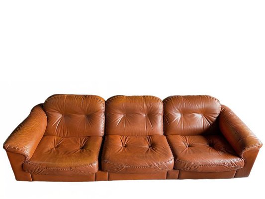 DS-101 Cognac Leather Sofas, Armchair and Ottoman from De Sede, 1970s, Set of 4-UCH-1450546