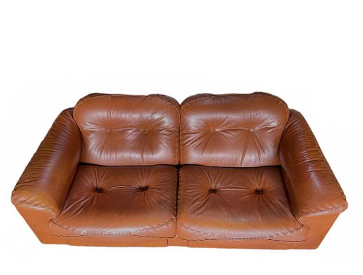 DS-101 Cognac Leather Sofas, Armchair and Ottoman from De Sede, 1970s, Set of 4-UCH-1450546