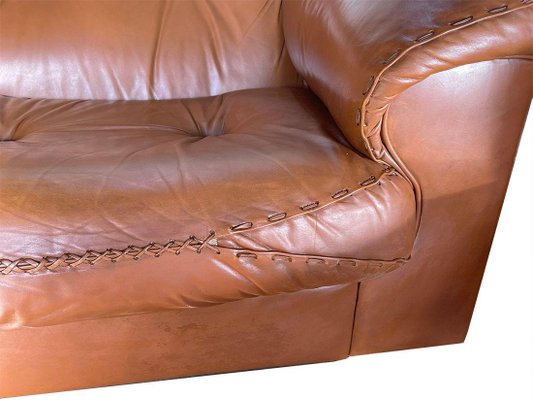 DS-101 Cognac Leather Sofas, Armchair and Ottoman from De Sede, 1970s, Set of 4-UCH-1450546