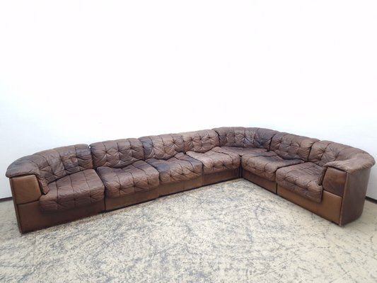 DS 11 Corner Modular Sofa in Brown Leather from de Sede, 1960s, Set of 7-BVM-1765127