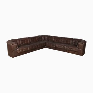 Ds-11 Modular Sofa Sectionals in Brown Patchwork Leather from De Sede, Switzerland, 1969, Set of 7-ZZP-1758688