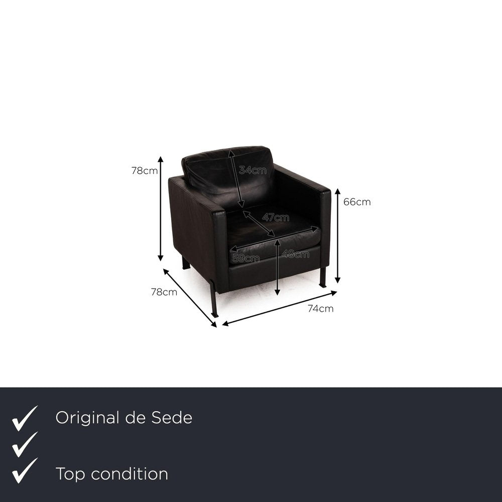 DS 118 Black Leather Armchair from de Sede