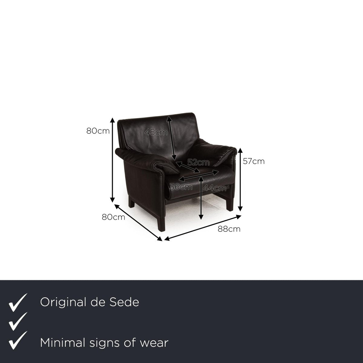 DS 14 Leather Armchair Black from de Sede