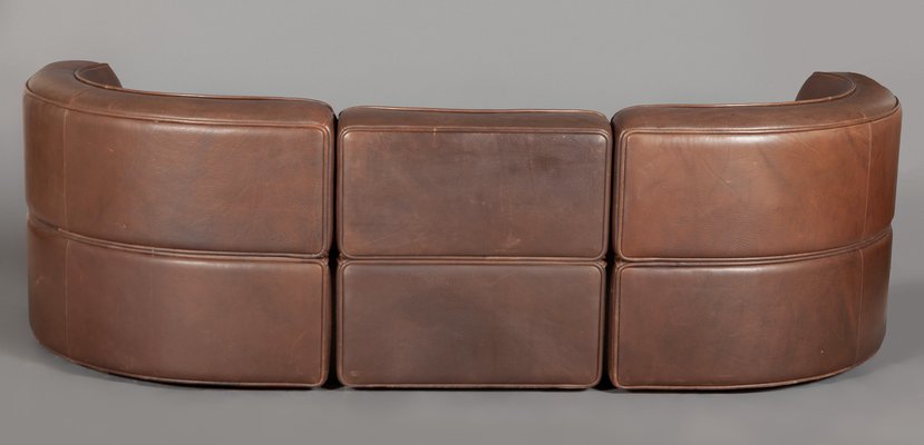 DS-15 Modular Sofa in Brown Leather from De Sede, 1970s, Set of 8-JIX-2020295