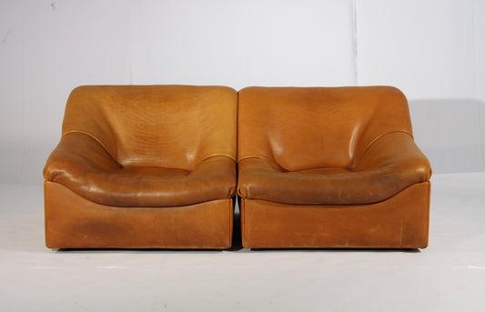 DS-46 Thick Buffalo Leather Lounge Chairs from de Sede, 1970s, Set of 2