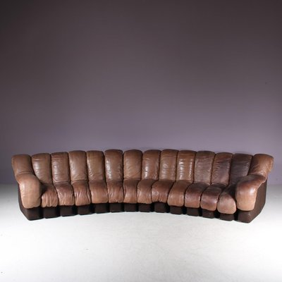 DS-600 Non-Stop Sofa in Brown Leather from de Sede, Switzerland, 1960-GG-2016860