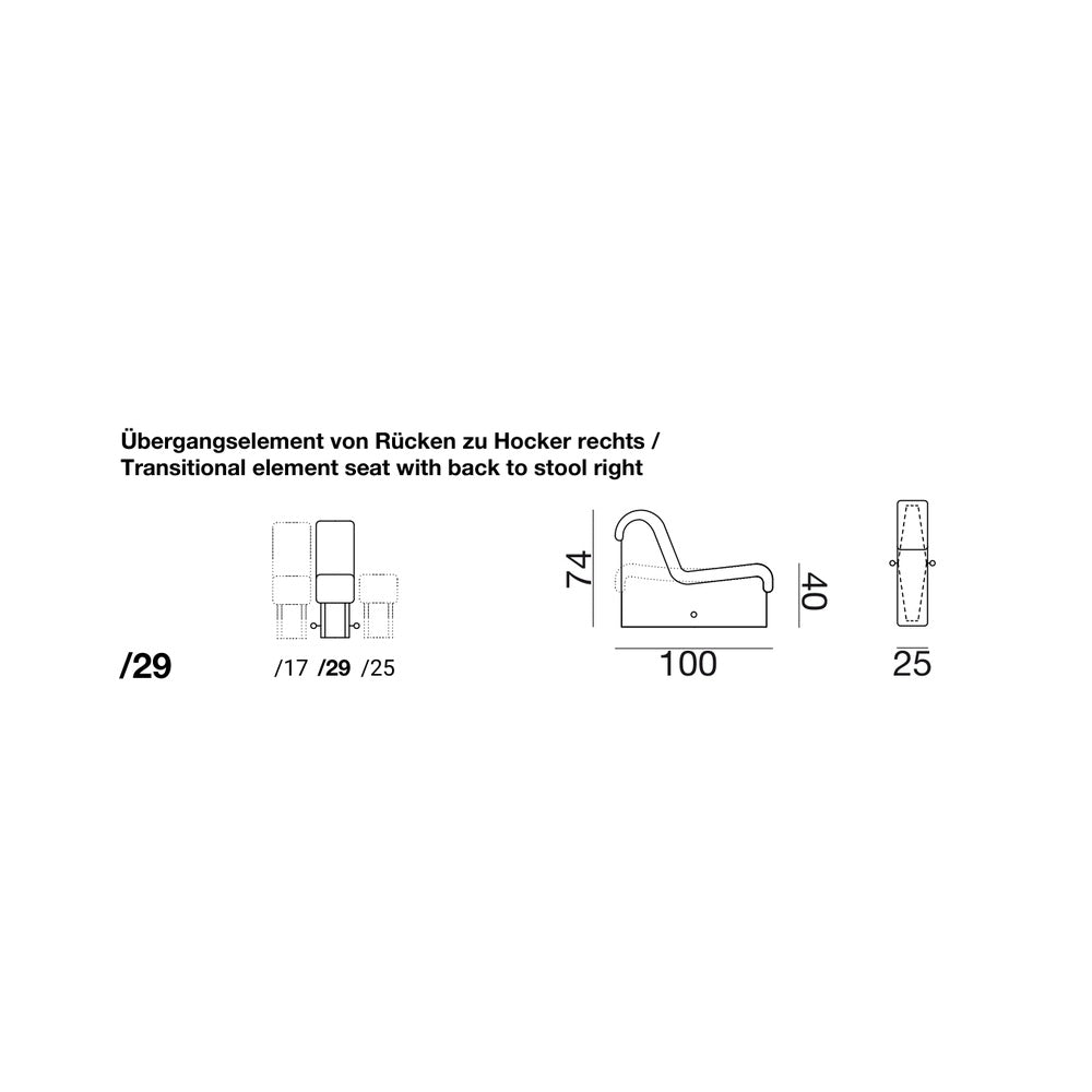 DS-600 module /29 - Transitional element seat with back to stool right
