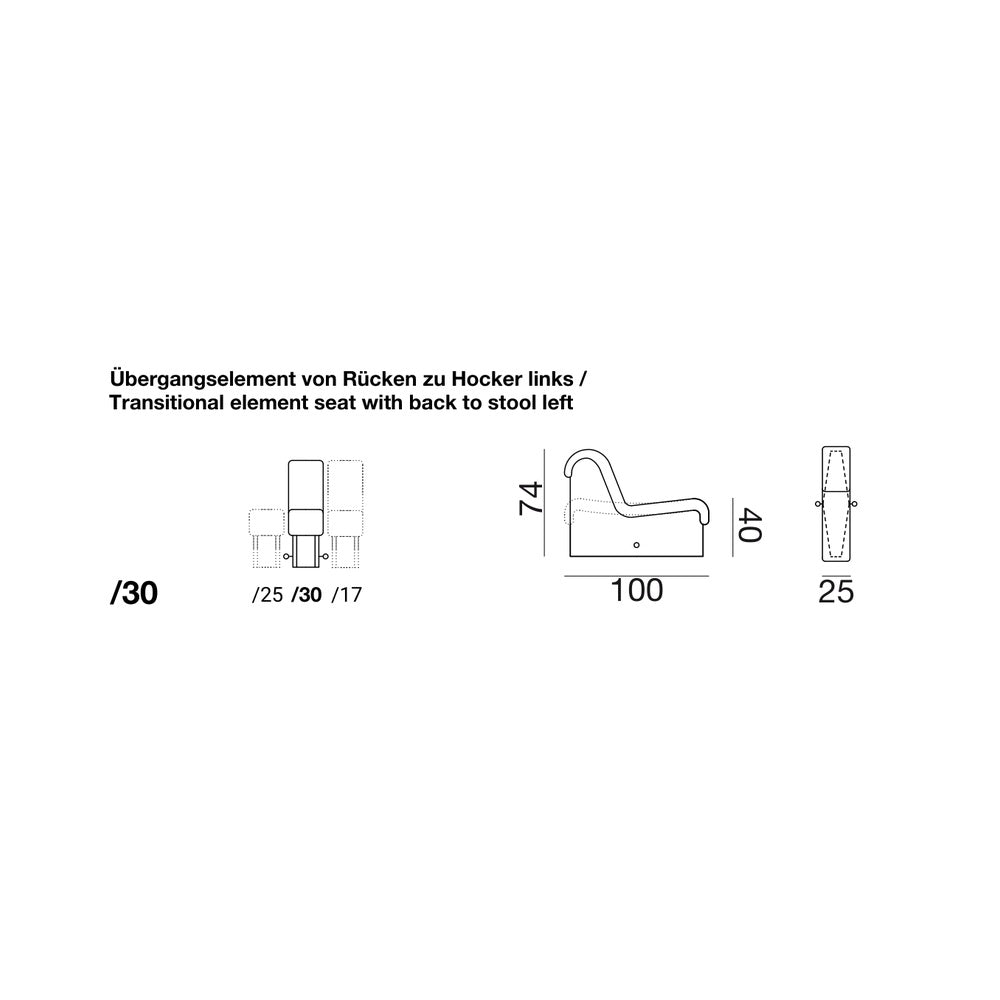 DS-600 module /30 - Transitional element seat with back to stool left