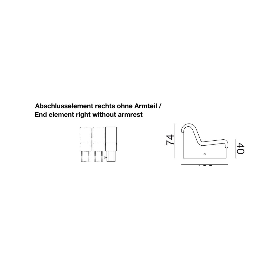 DS-600 module /40 - End element right without armrest