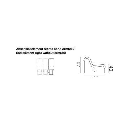 DS-600 module /40 - End element right without armrest