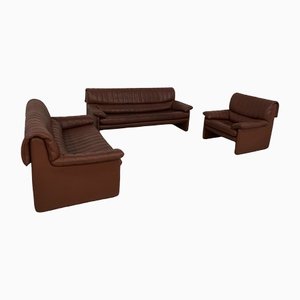 DS 68 Sofa Set in Brown Leather from De Sede, Set of 3-KA-1235733