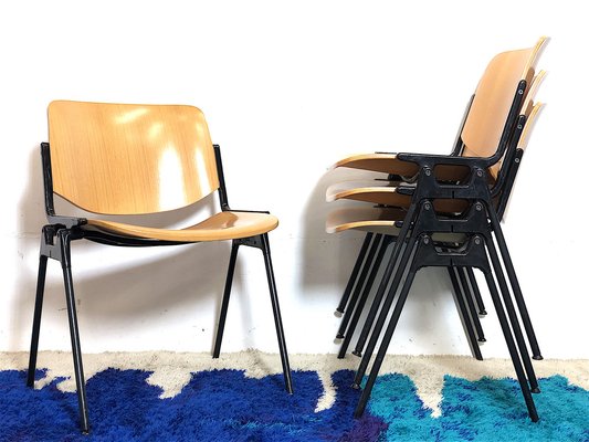 DSC 106 Desk Chairs by Giancarlo Piretti for Castelli / Anonima Castelli, Italy, 1960s, Set of 4-FQG-1768984