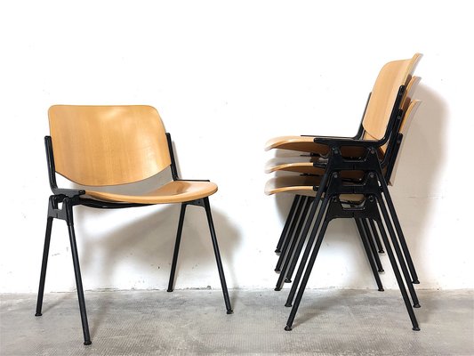 DSC 106 Desk Chairs by Giancarlo Piretti for Castelli / Anonima Castelli, Italy, 1960s, Set of 4-FQG-1768984