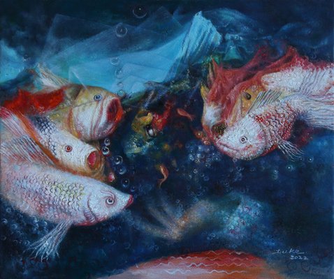 Du Ke, Fish Man Series 10, 2022, Oil on Canvas-CHG-2030624