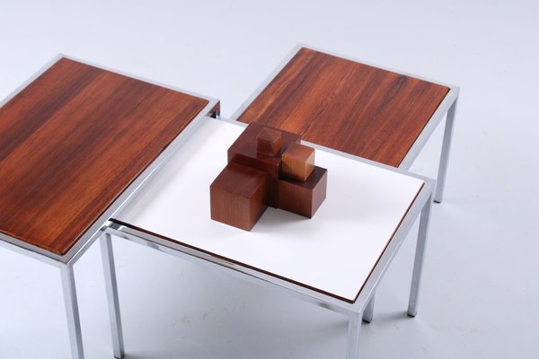 Dual Tone Rosewood and White Nesting Tables by Cees Braakman for Pastoe, 1960s, Set of 3-XT-1725433