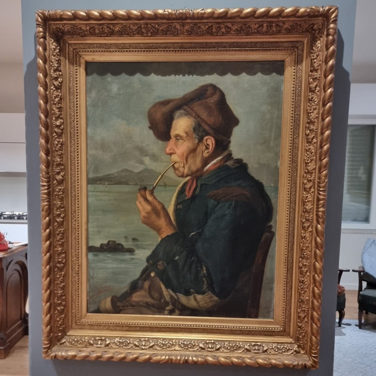 Duranti, Fisherman, 1870, Oil on Canvas, Framed