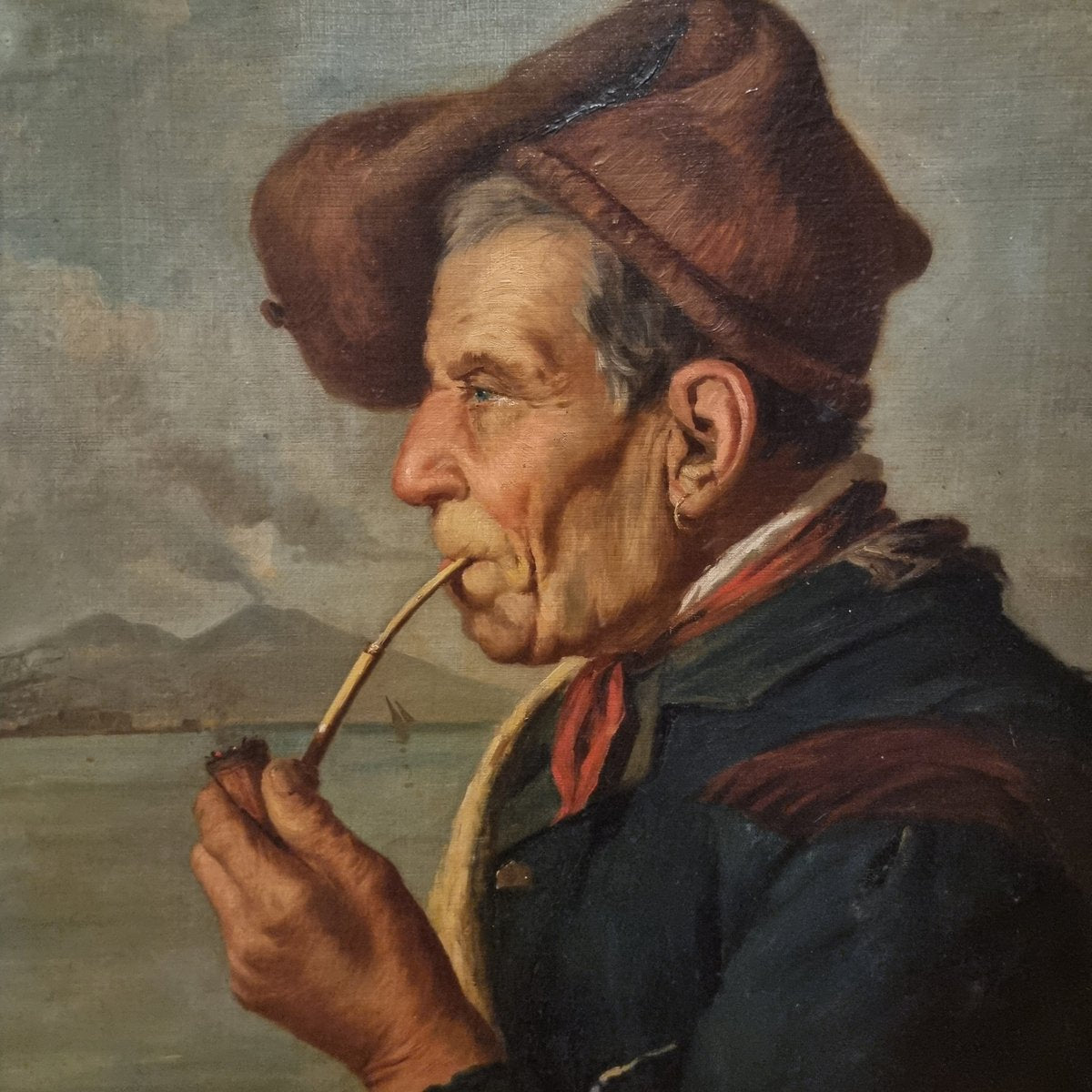 Duranti, Fisherman, 1870, Oil on Canvas, Framed