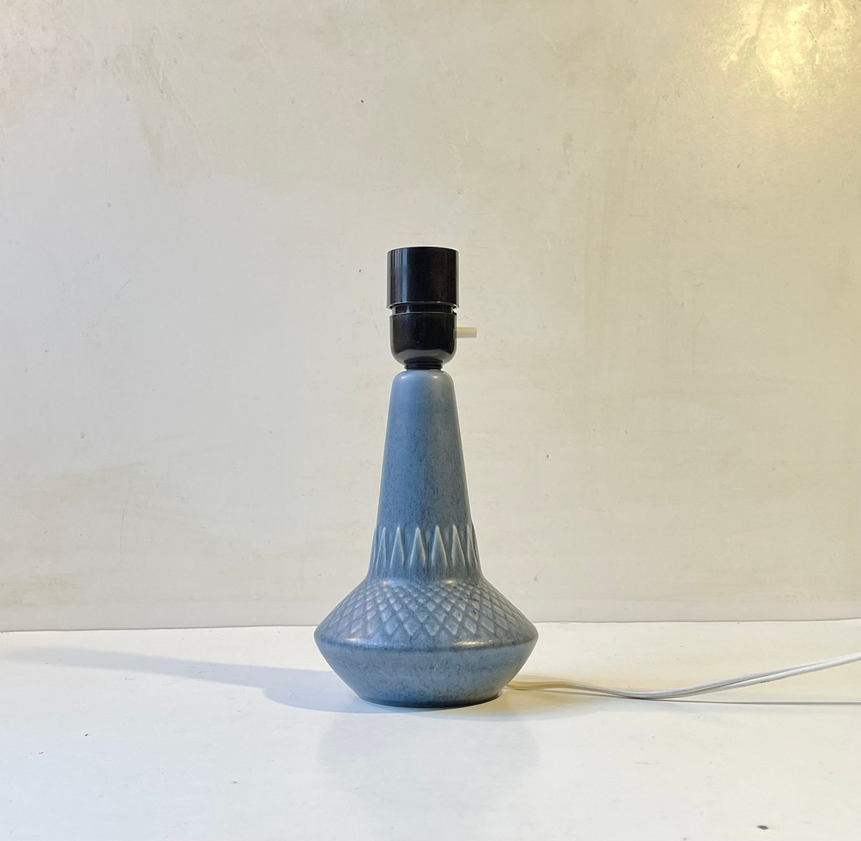 Dusty Blue Ceramic Table Lamp with Geometric Decor by Einar Johansen for Søholm, 1960s