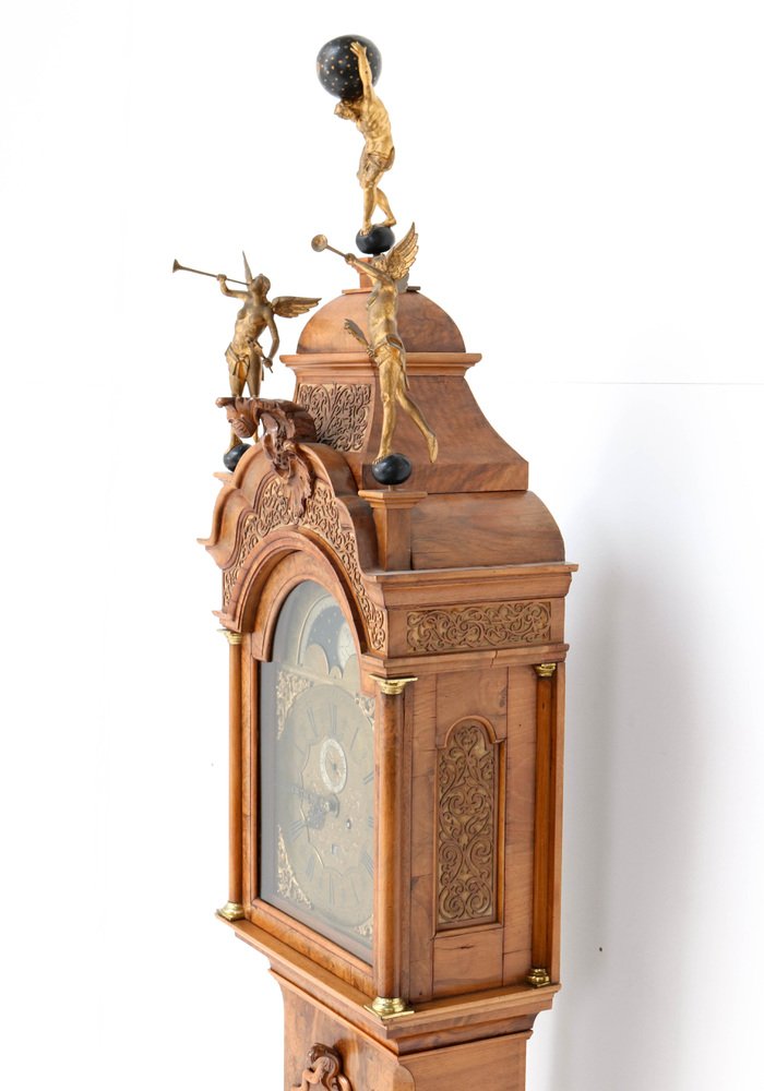 Dutch 18th Century Walnut Grandfather Clock by Anthony Auwers