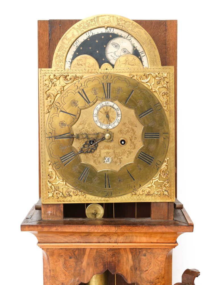 Dutch 18th Century Walnut Grandfather Clock by Anthony Auwers