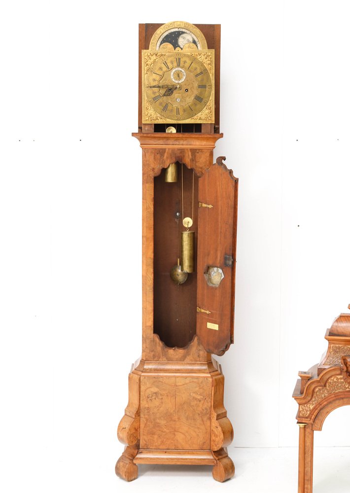 Dutch 18th Century Walnut Grandfather Clock by Anthony Auwers