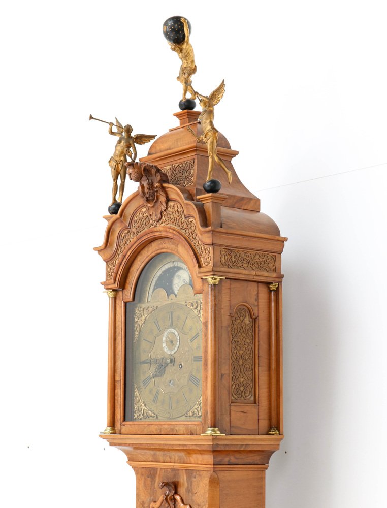 Dutch 18th Century Walnut Grandfather Clock by Anthony Auwers