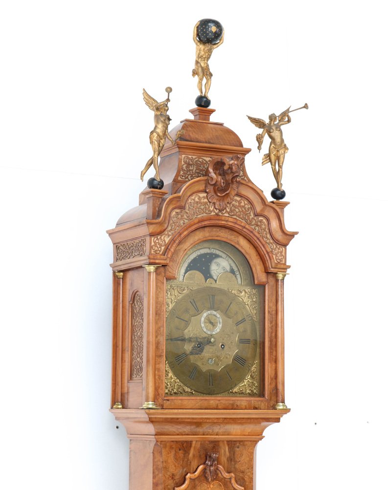 Dutch 18th Century Walnut Grandfather Clock by Anthony Auwers