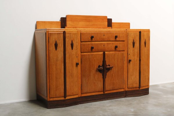 Dutch Art Deco Amsterdam School Credenza / Sideboard in European Oak, 1920-WIP-2041777