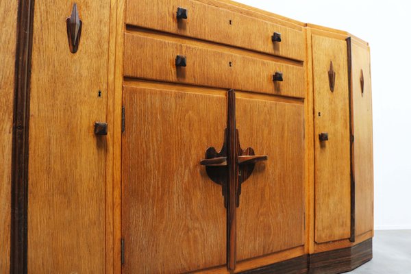 Dutch Art Deco Amsterdam School Credenza / Sideboard in European Oak, 1920-WIP-2041777