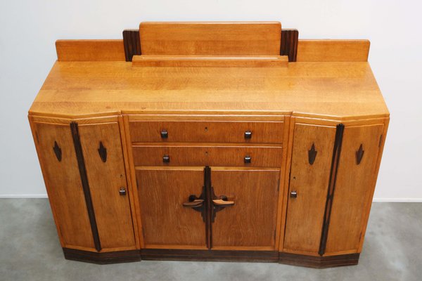 Dutch Art Deco Amsterdam School Credenza / Sideboard in European Oak, 1920-WIP-2041777