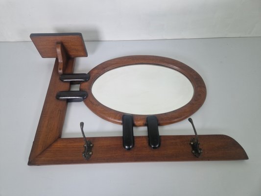 Dutch Art Deco Amsterdamse School Mirror and Coat Rack, 1920s-DGW-2017326