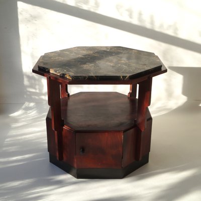 Dutch Art Deco Amsterdamse School Side Table with Stepped Design, 1920s-PRM-1795635