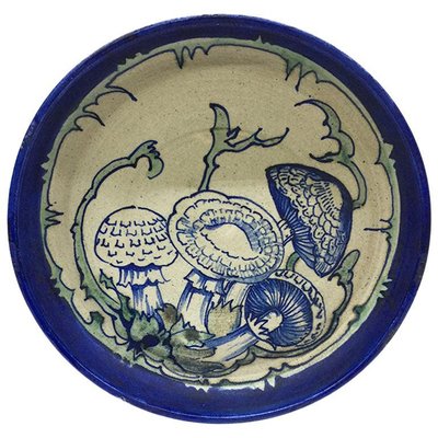 Dutch Art Deco Hand-Turned and Painted Mushroom Plate from CJ Lanooy, 1925-UCH-1224942