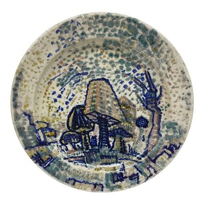 Dutch Art Deco Hand-Turned and Painted Mushroom Plate from CJ Lanooy, 1925-UCH-1224939