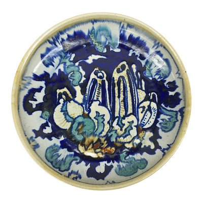 Dutch Art Deco Hand-Turned and Painted Mushroom Plate from CJ Lanooy, 1925-UCH-1224937