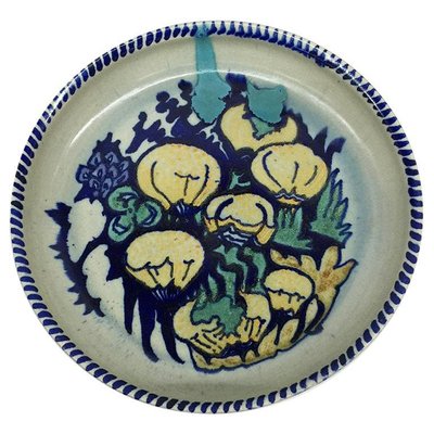 Dutch Art Deco Hand-Turned and Painted Mushroom Plate from CJ Lanooy, 1925-UCH-1224940