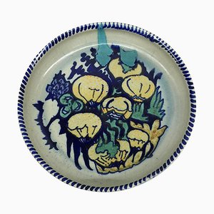 Dutch Art Deco Hand-Turned and Painted Mushroom Plate from CJ Lanooy, 1925-UCH-1224940