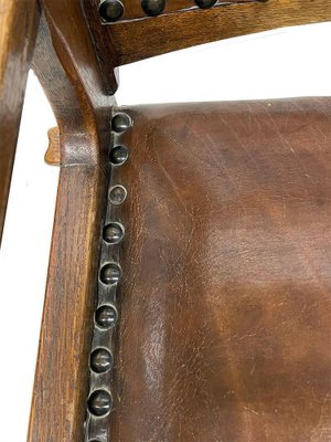 Dutch Art Deco Oak and Leather Armchair, 1920s-UCH-1761436