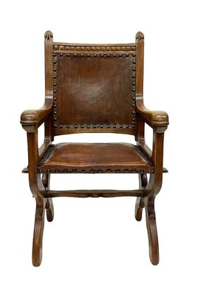 Dutch Art Deco Oak and Leather Armchair, 1920s-UCH-1761436