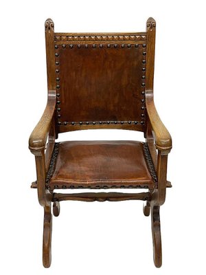 Dutch Art Deco Oak and Leather Armchair, 1920s-UCH-1761436