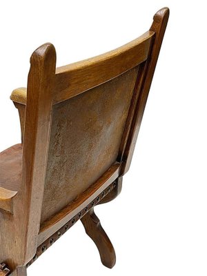 Dutch Art Deco Oak and Leather Armchair, 1920s-UCH-1761436