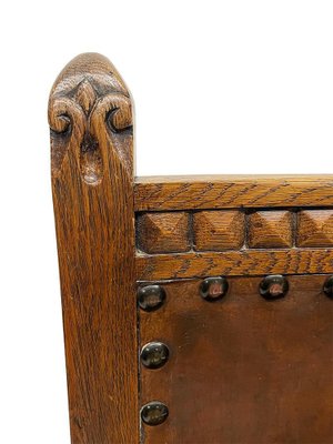 Dutch Art Deco Oak and Leather Armchair, 1920s-UCH-1761436