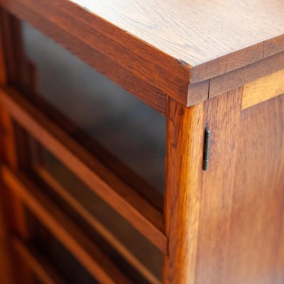 Dutch Art Deco Sideboard in Oak with Coromandel Wood Details and Glass Panes, 1930s-QVY-1386774