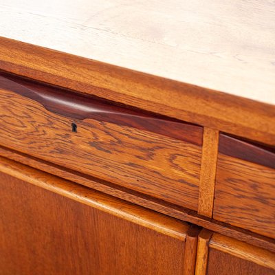 Dutch Art Deco Sideboard in Oak with Coromandel Wood Details and Glass Panes, 1930s-QVY-1386774