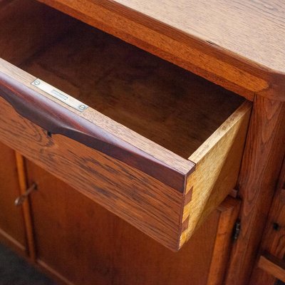 Dutch Art Deco Sideboard in Oak with Coromandel Wood Details and Glass Panes, 1930s-QVY-1386774