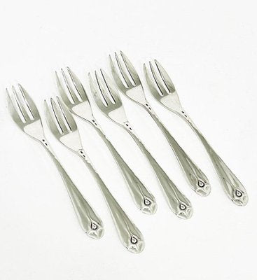 Dutch Art Deco Silver Cake Forks by W. Hooijkaas, 1920s, Set of 6-UCH-1224336