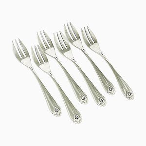 Dutch Art Deco Silver Cake Forks by W. Hooijkaas, 1920s, Set of 6-UCH-1224336