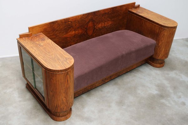 Dutch Art Deco Walnut Burl Sofa from H. Pander & Zn., 1930s-WIP-2041352