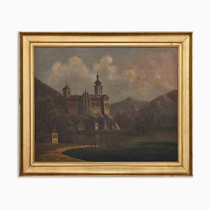 Dutch Artist, Castle View on a Lake, Oil Painting, Late 19th Century-ZCI-1760338