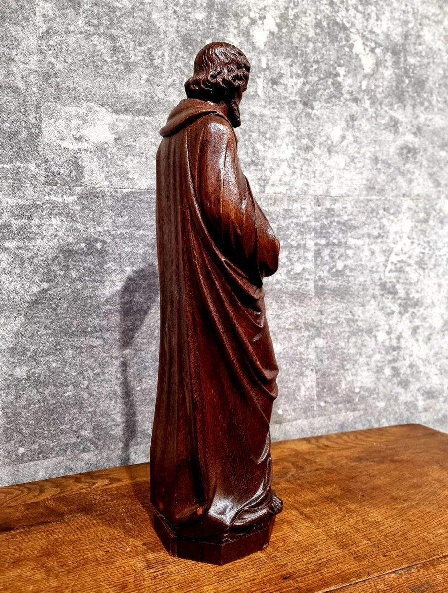 Dutch Artist, Hand Carved Holy Statue of Evangelist Marcus, 17th Century, Oak